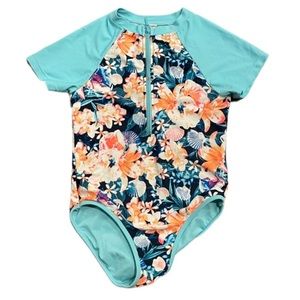 💝Ideology One Piece Girl Swimsuit sz M beach pool summer Preowned zip up